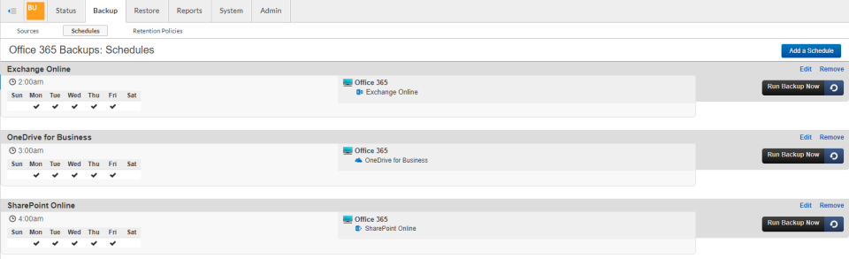 Barracuda Cloud-to-Cloud Backup Software - CCB Schedules