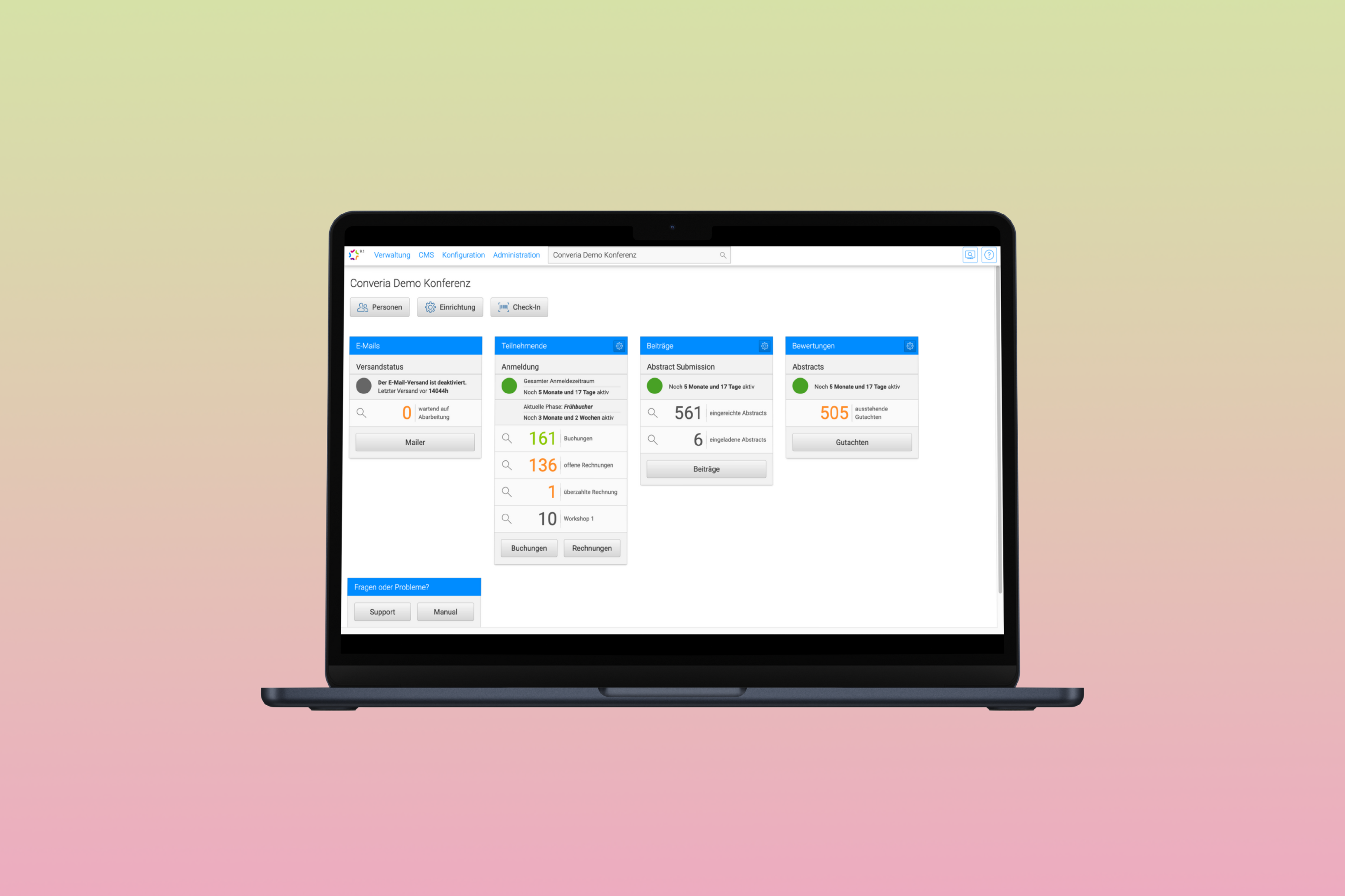 Converia screenshot: Converia Conference Dashboard