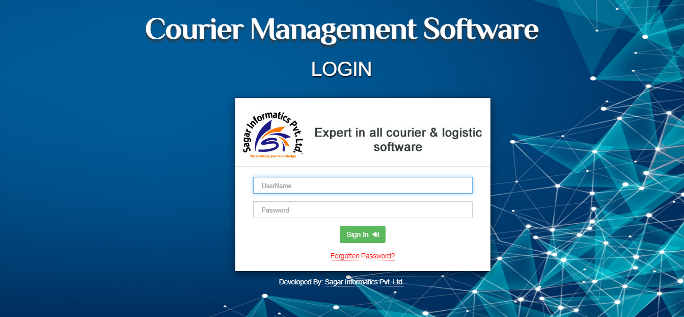 Courier Management Software dashboard login