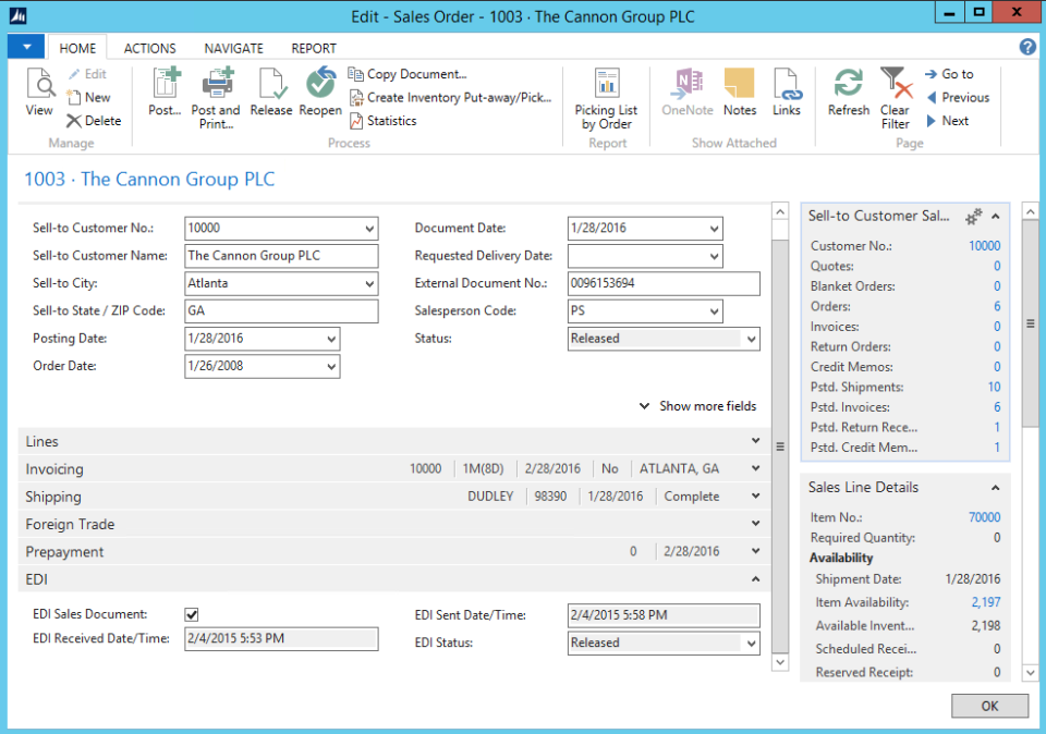 Aptean Food & Beverage ERP bcFood Edition Software - Details of sales order with invoicing