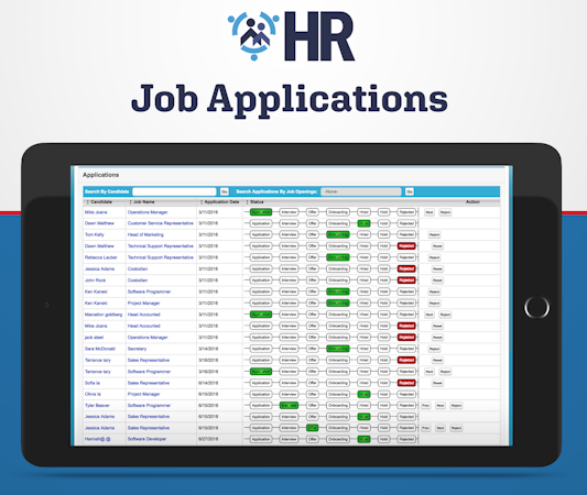 BiznusSoft HR screenshot: Job Applications