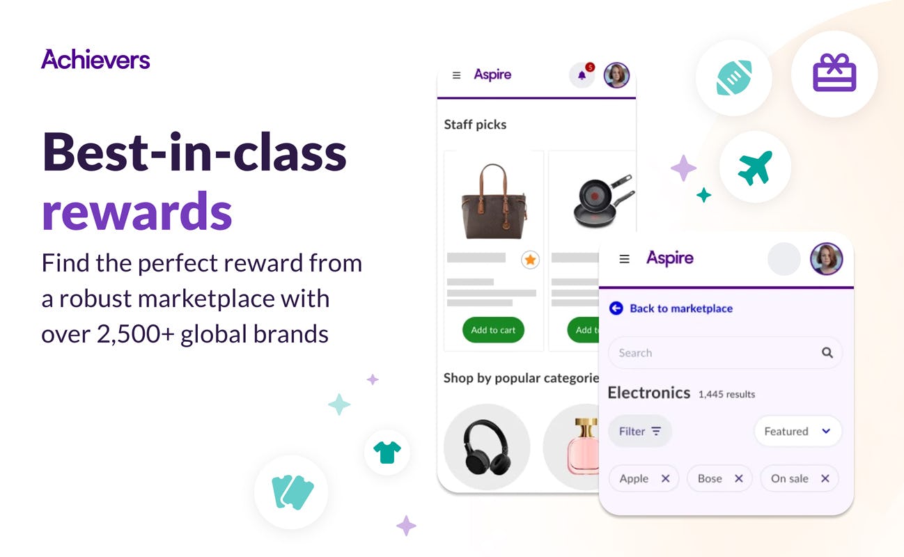 Achievers Software - There’s something for everyone - enjoy flexible redemption options, including concierge services, branded swag, 11k+ gift card options, 2,500+ brands, ~2M charity options, and more. Our always expanding global rewards are available in 190+ countries.