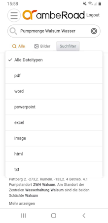 amberSearch screenshot: amberSearch data format filter