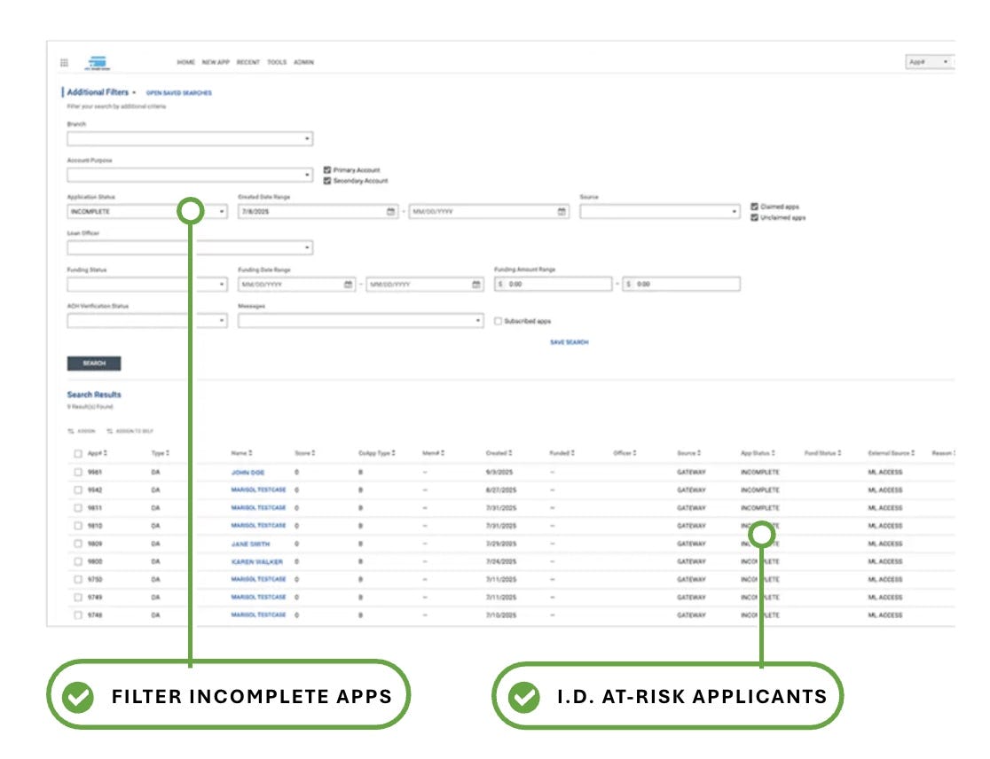 MeridianLink Opening Software - Cut ​Abandonment ​Rates: Reduce application abandonment with a mobile-first design, save-and-resume functionality, and clear progress indicators.