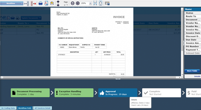 Invoice Visibility - DataServ Workflow path allows you to track exactly where an invoice is in your workflow, including who it is assigned to