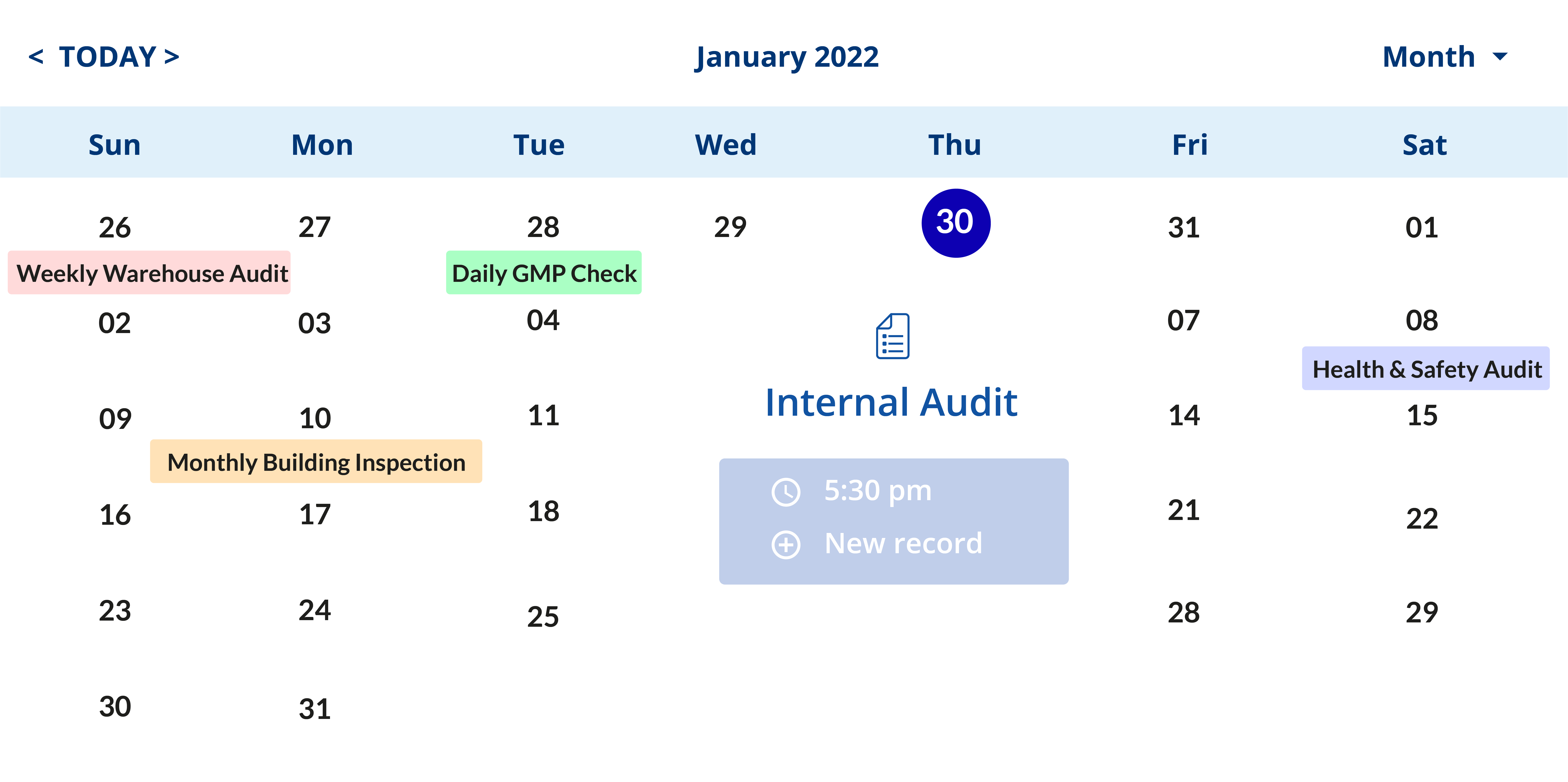 Scheduling Capability lets you keep track of one-time or recurring tasks so you don't forget to complete them. As tasks are scheduled, they are automatically added to the assigned user's built-in user's calendar