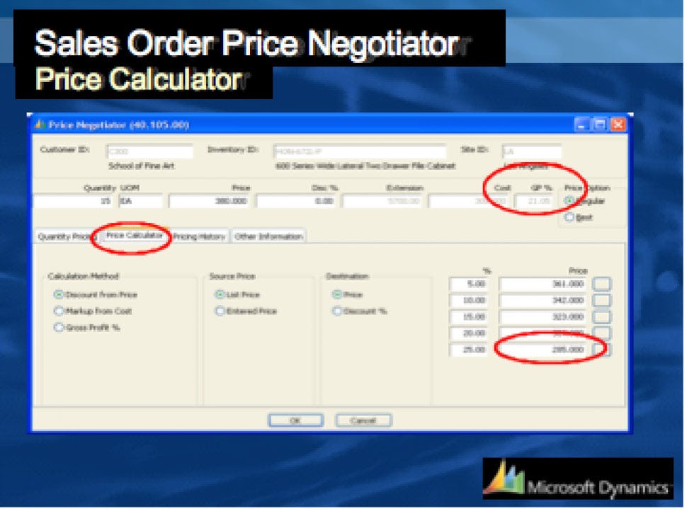 Microsoft Dynamics SL Software - Sales Order Price Negotiator