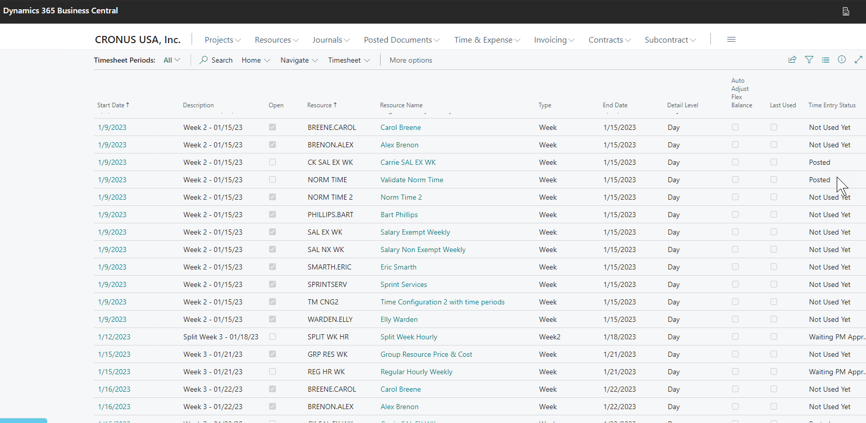 Progressus Software - Progressus Timesheets Periods and Status