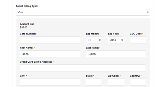 Accept online payments using PayPal, Authorize.net, Stripe or other payment processing partners