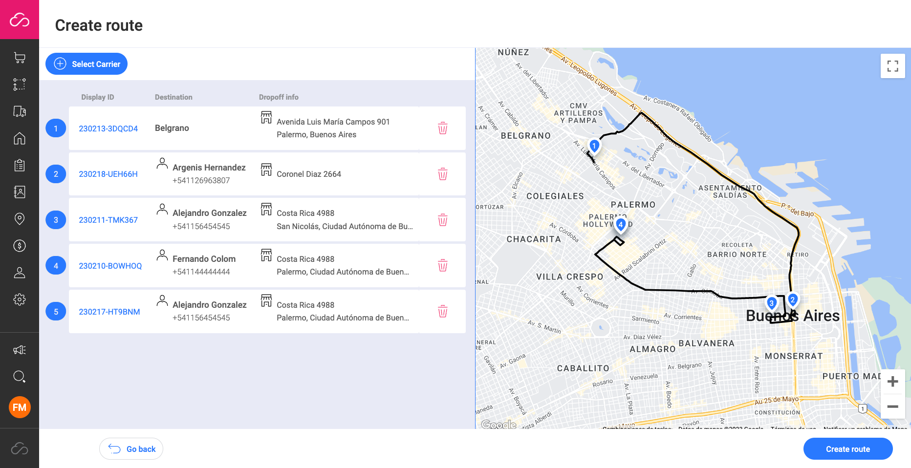 Janis Software - Janis create route