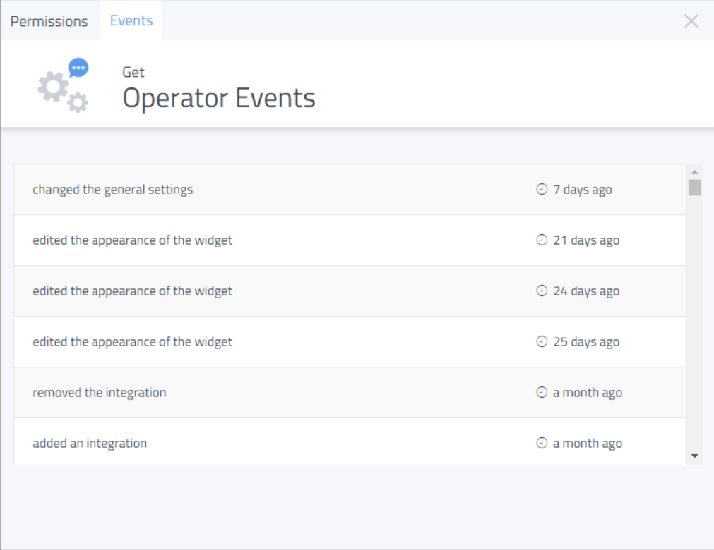 Tidio Software - Operator actions can be tracked, showing any changes made to the settings or chat widgets