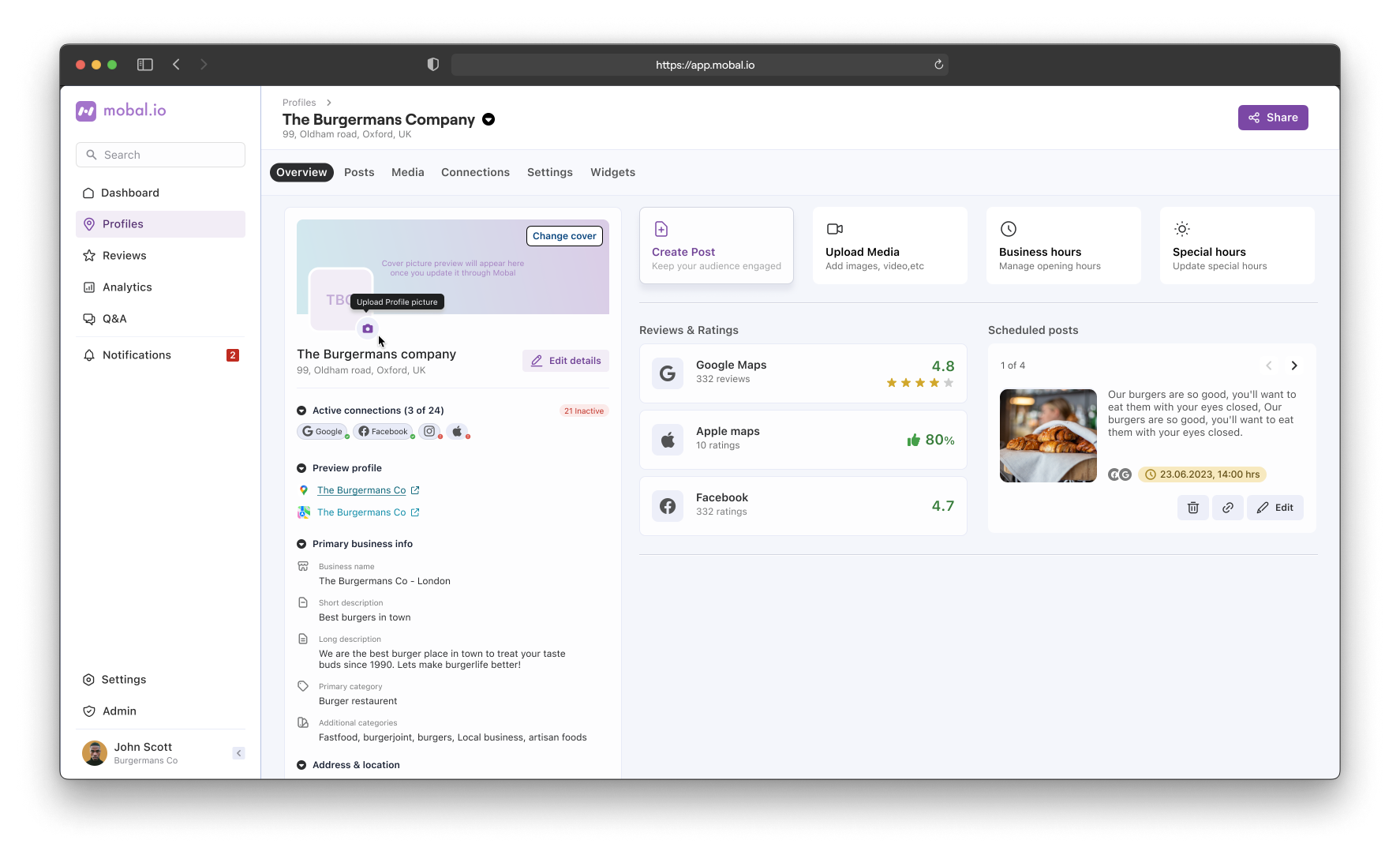 Mobal screenshot: Mobal Dashboard