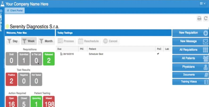 LimitLIS screenshot: Medical laboratory homescreen