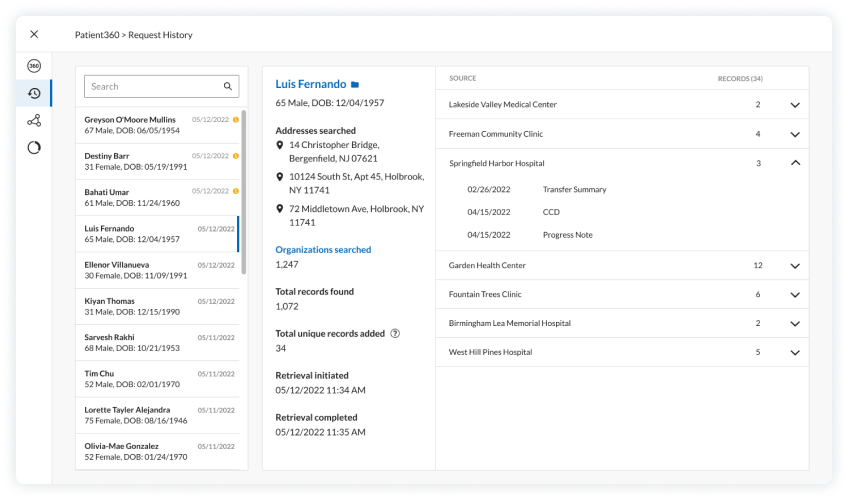 Patient360 Software - Patient360 sample record