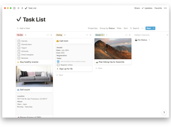 Notion Software - Personal Tasks