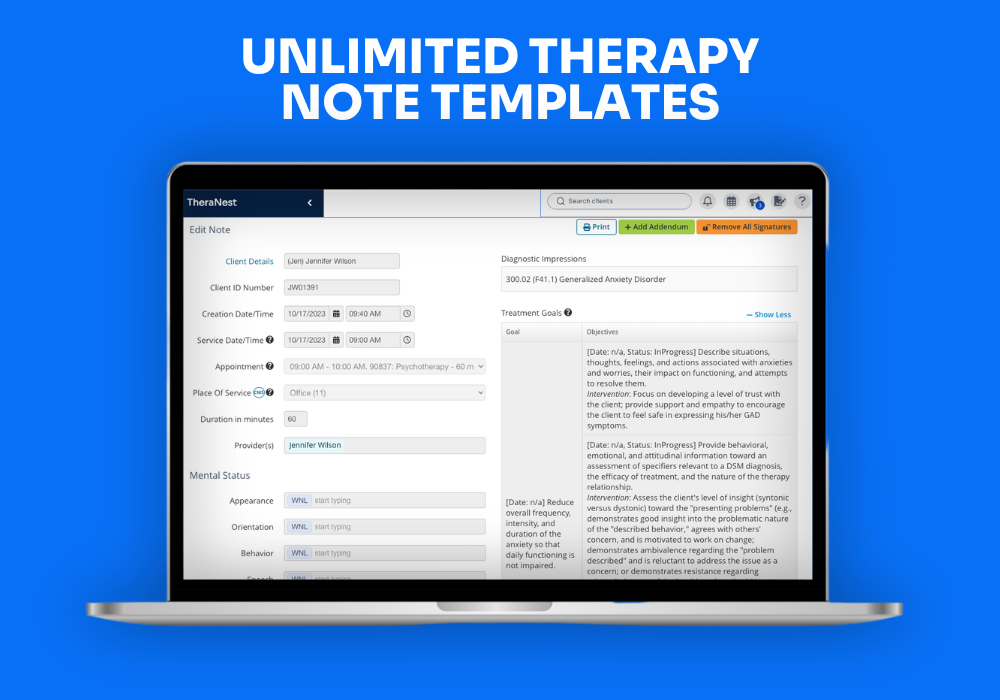 Unlimited Therapy Note Templates