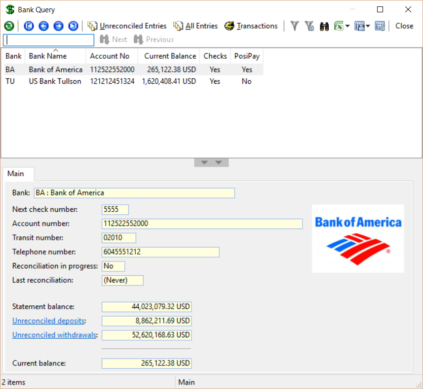 Aquilon ERP Software - Aquilon helps users to maintain bank account details