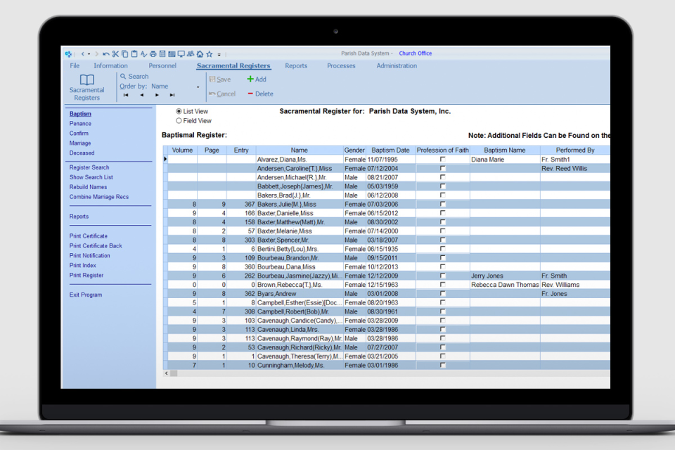 Parish Data System Software - 4