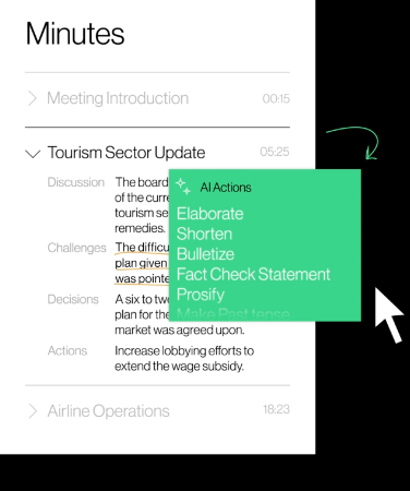 Brief AI screenshot: AI actions