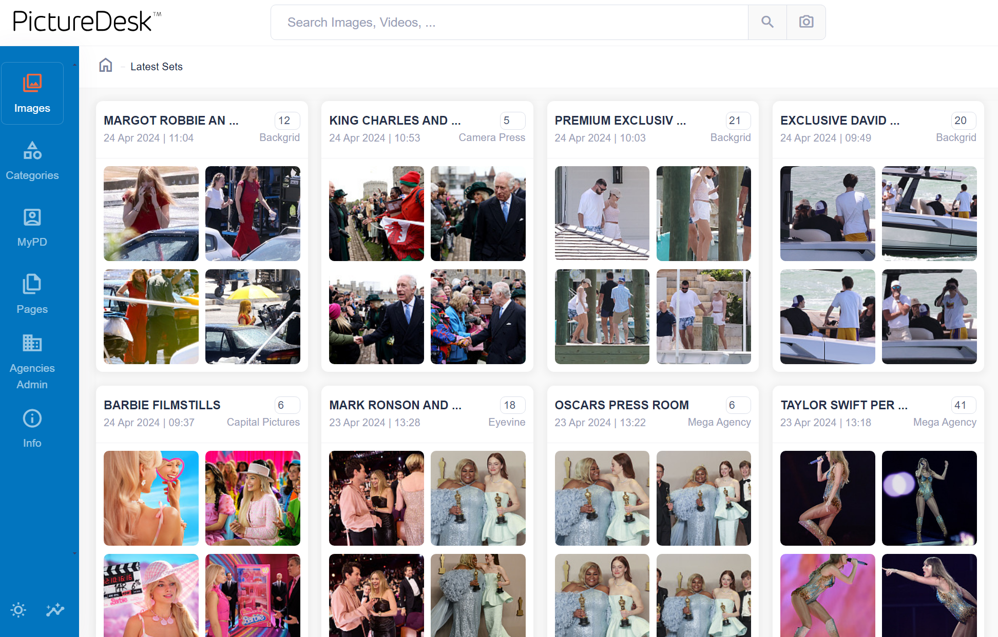 PictureDesk screenshot: PictureDesk content aggregation