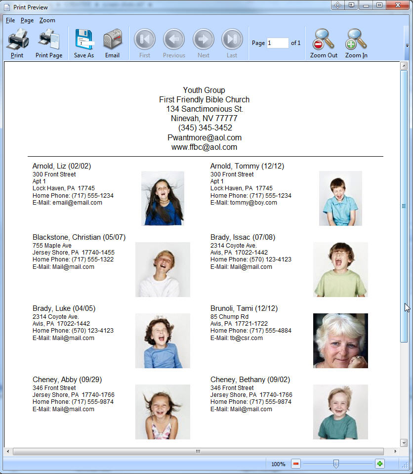 Servant Keeper Software - Servant Keeper can produce a full photo directory of members