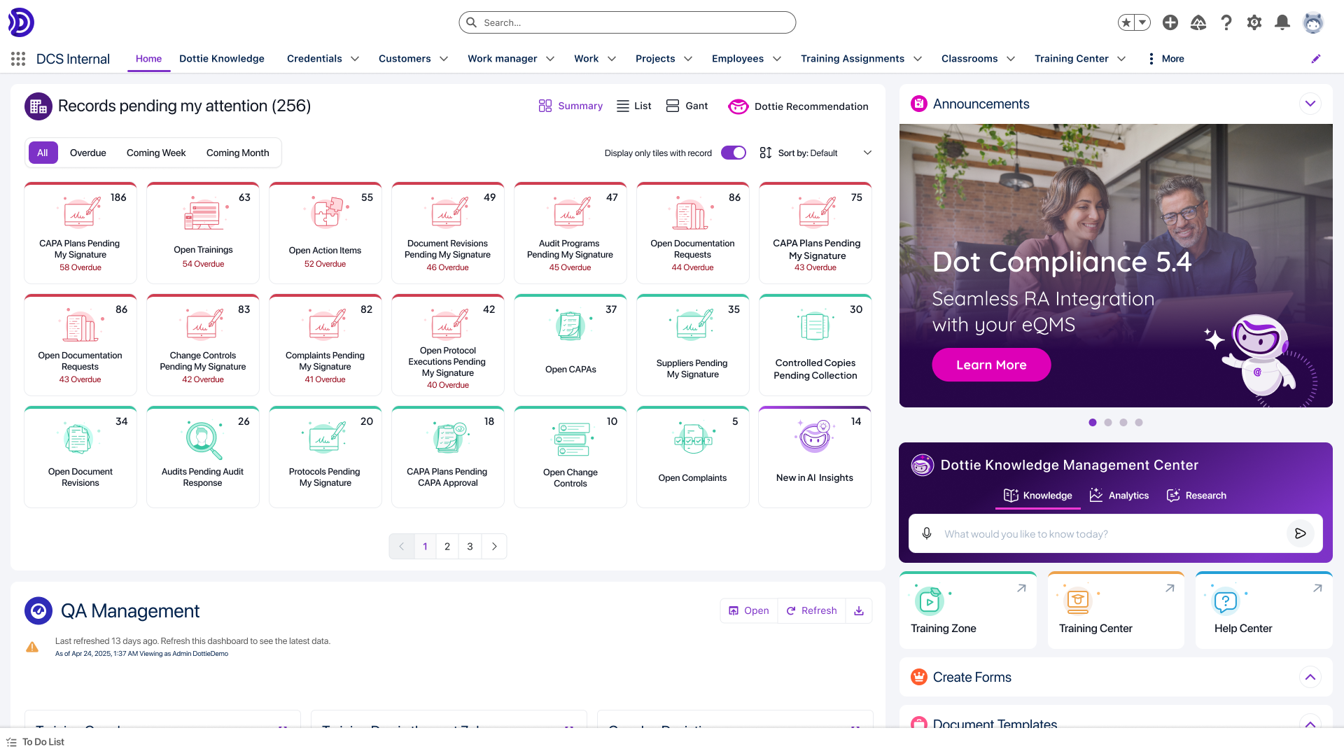Dot Compliance screenshot: Dot Compliance dashboard view