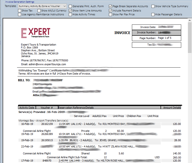 PASEO Software - Invoice Sample