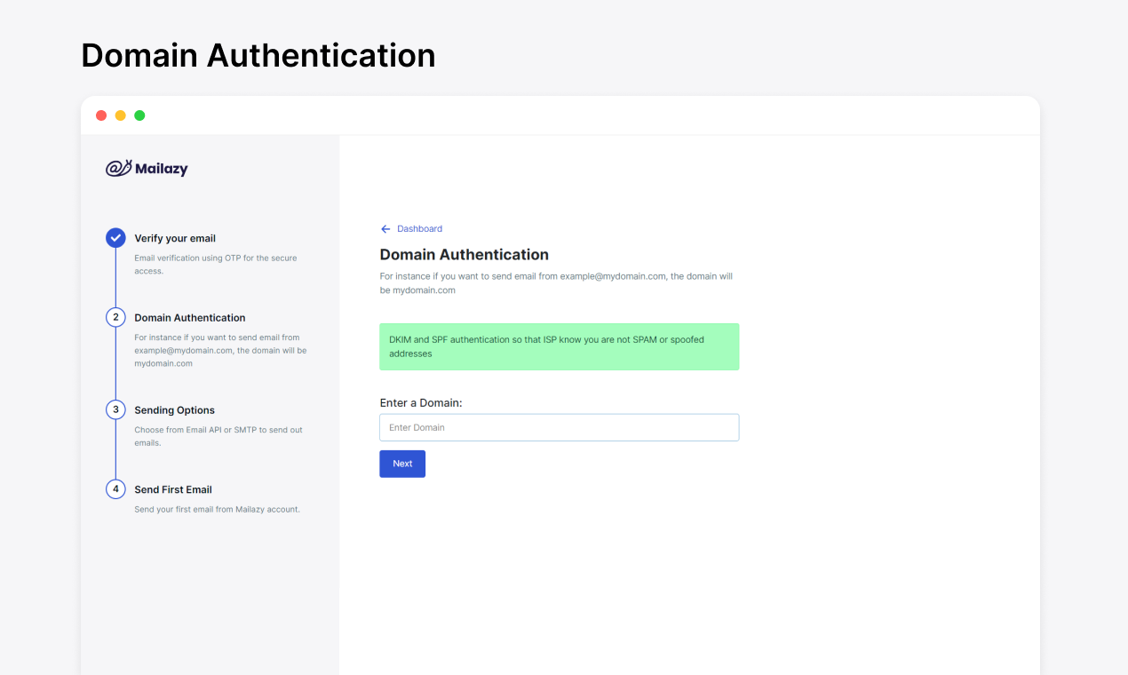 Mailazy authentication