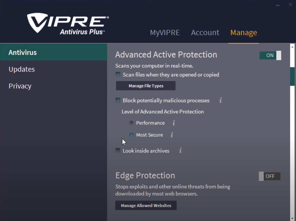 VIPRE Antivirus Plus Software - VIPRE Antivirus Plus manage