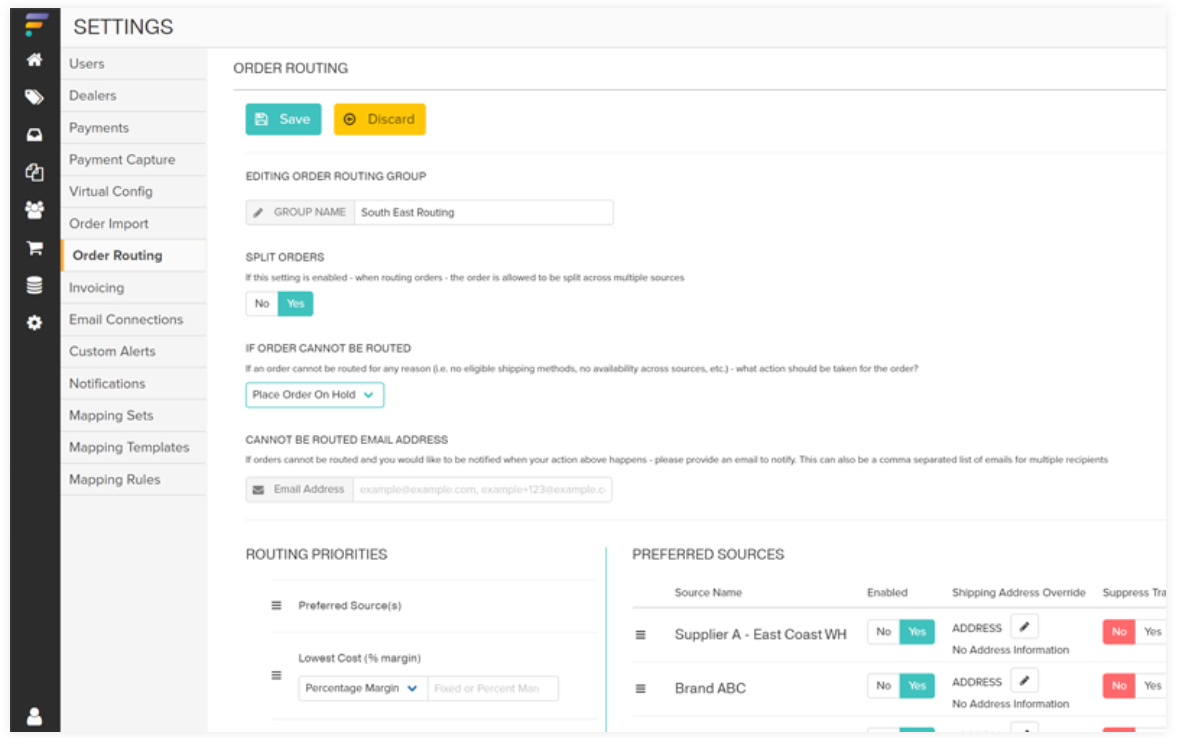 Pre-Built Supplier Integrations order routing