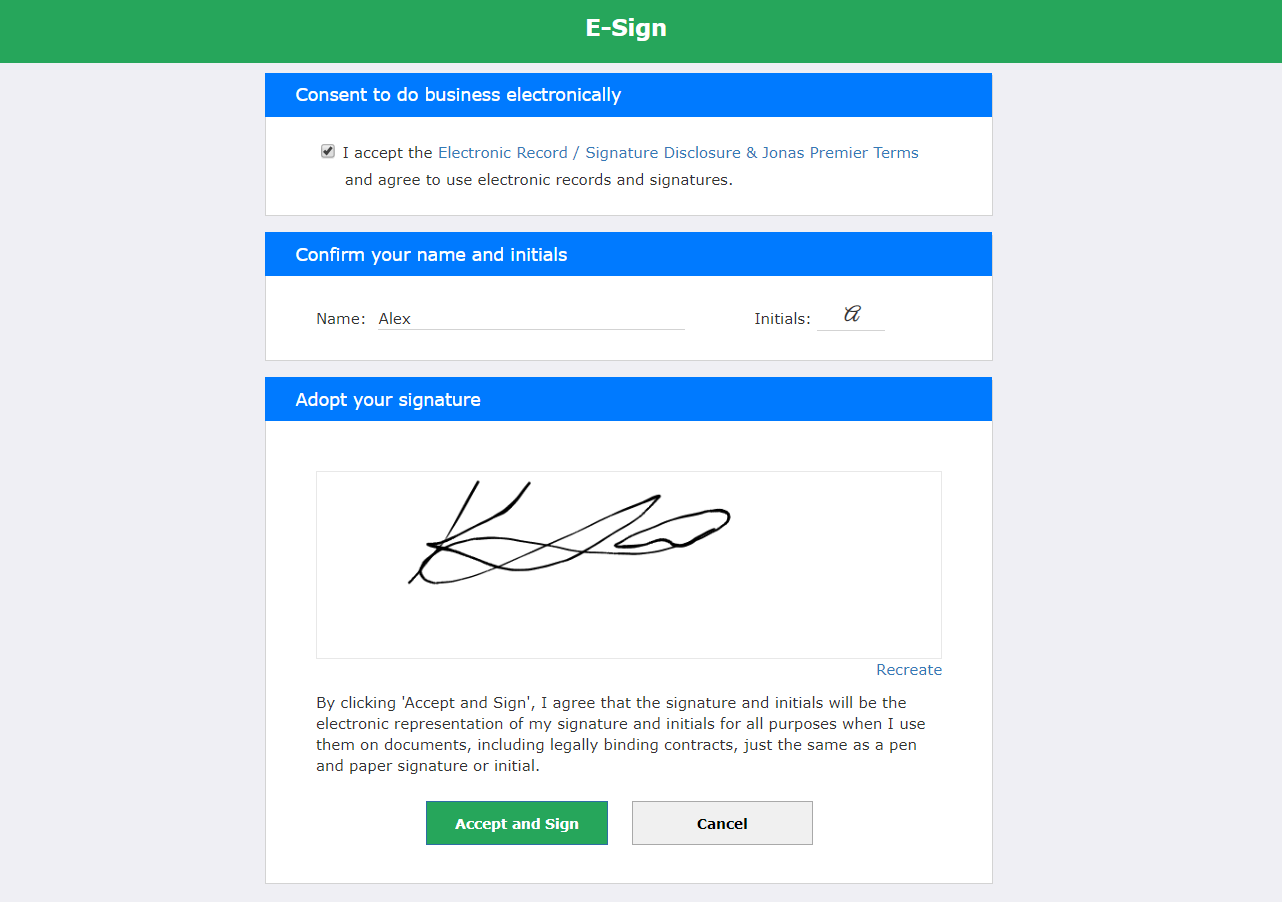 Premier Software - Electronic Signatures for subcontract agreements