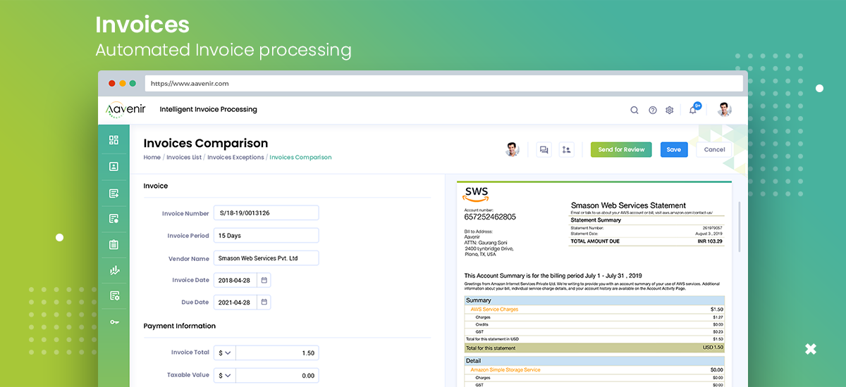 Automatic Invoice Data Capture and Compare Data Accuracy with Invoice Document using Aavenir Invoiceflow