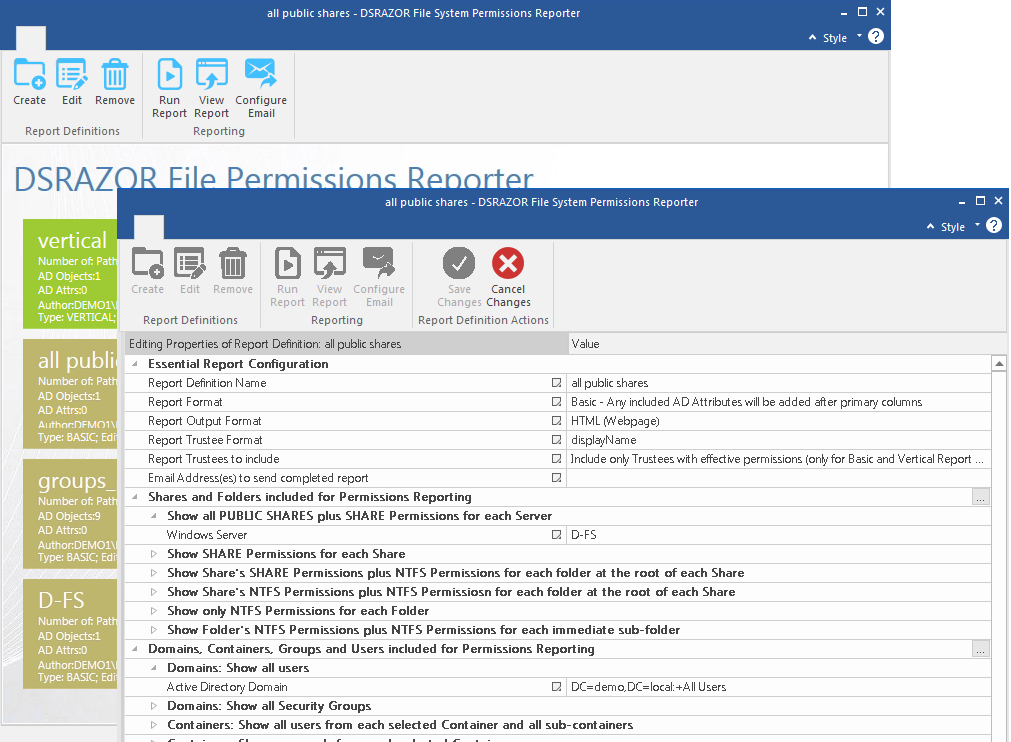 Windows File System Permissions Reporter Definition Template