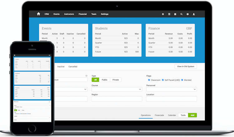 Administrate Training Management screenshot: Easily manage training events with the mobile-friendly Events Management System