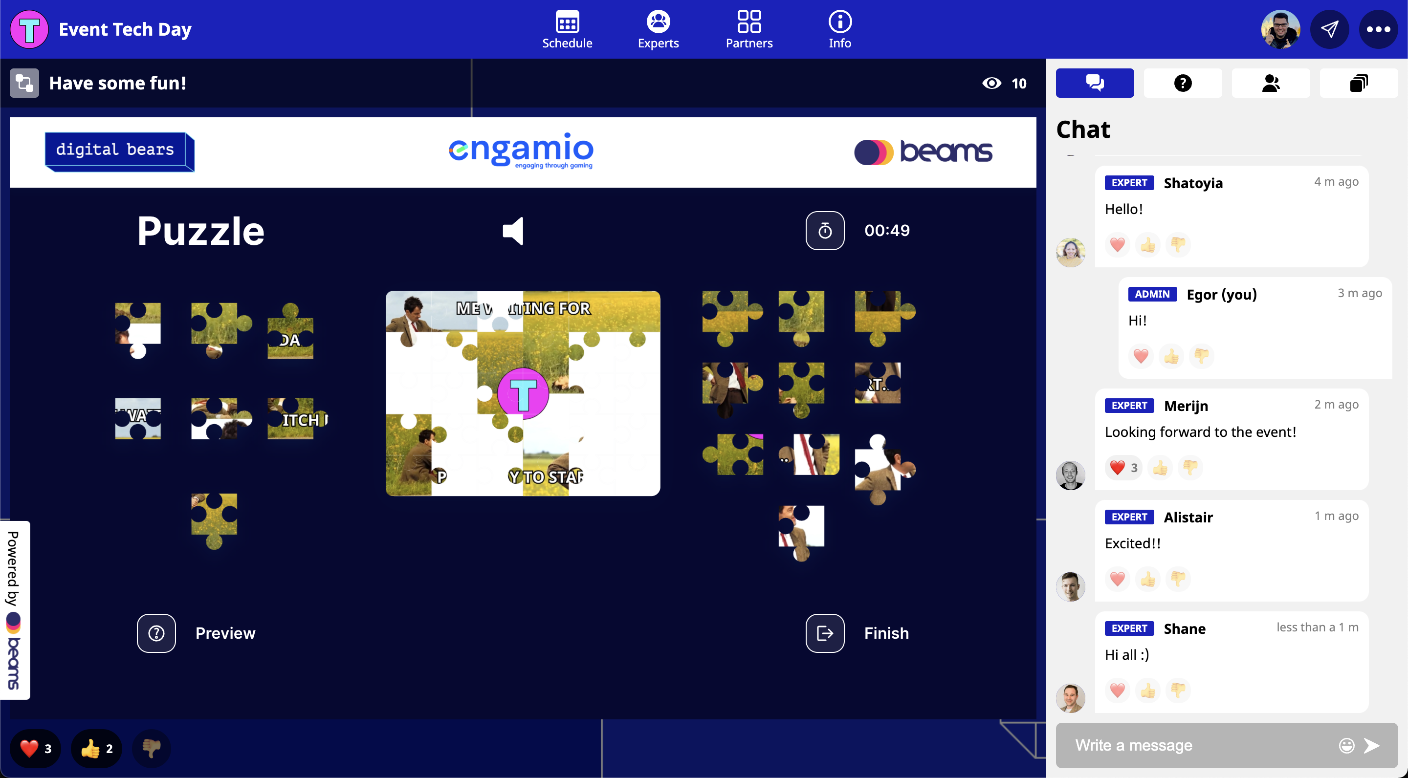 Entertaining options: games, quests, tests intergrated via the services like Engamio