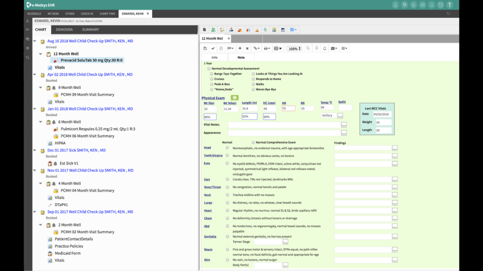 TriMed Complete Software - TriMed EHR sample template screenshot