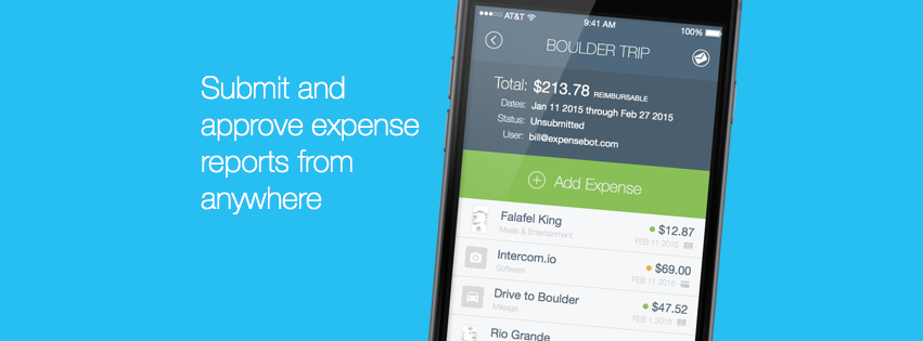 ExpenseBot screenshot: Mobile Expense Report Management