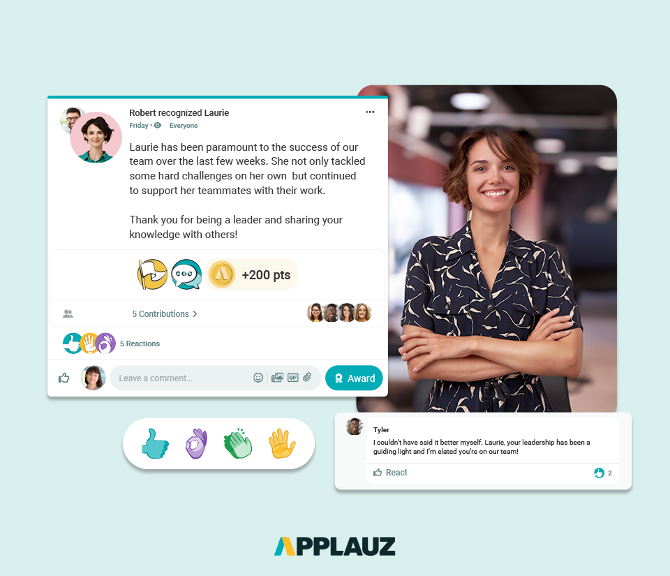 Applauz Recognition Software - Peer-to-Peer Recognition – Empower employees and managers to celebrate achievements by posting recognitions on your private company newsfeed. Foster a culture of appreciation ensuring that everyone’s contributions are acknowledged!