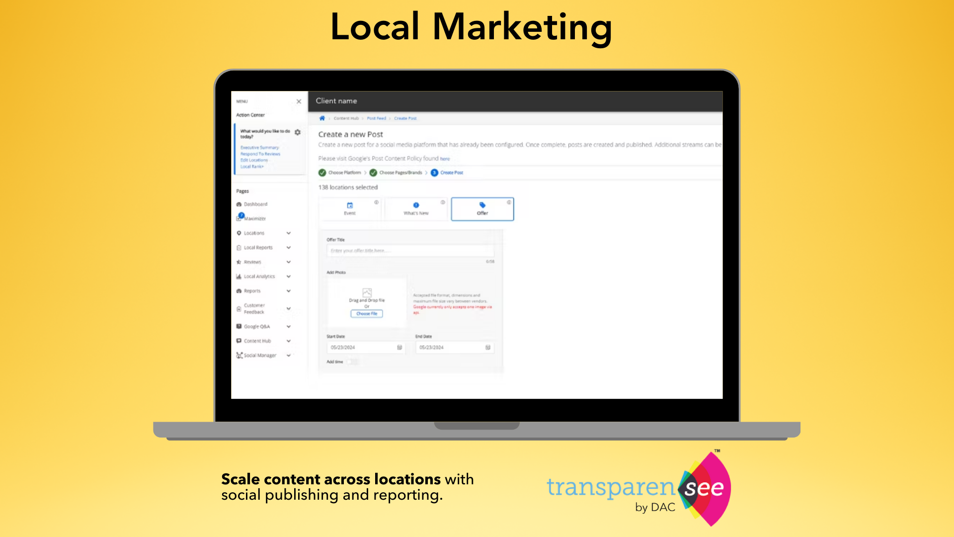 TransparenSEE Software - Local Marketing - Scale content across locations with social publishing and reporting