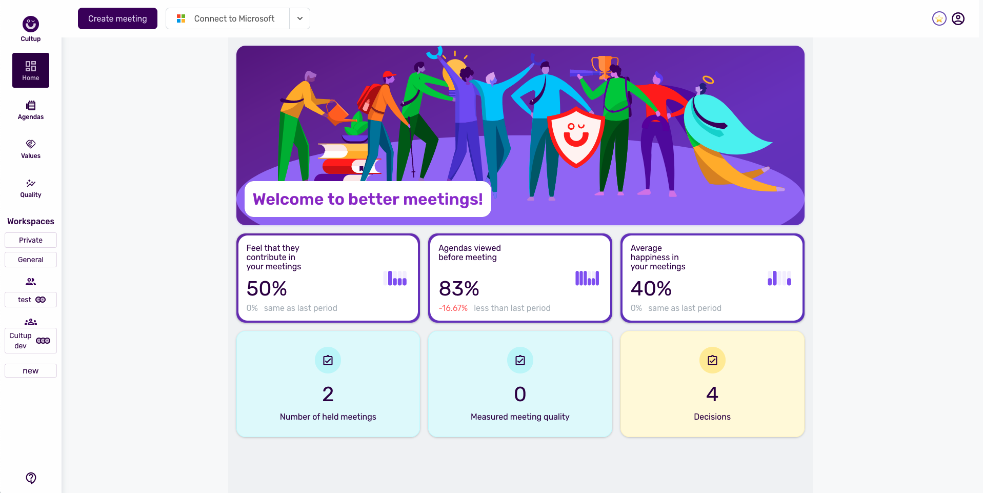 Cultup screenshot: Cultup landing page with statistics