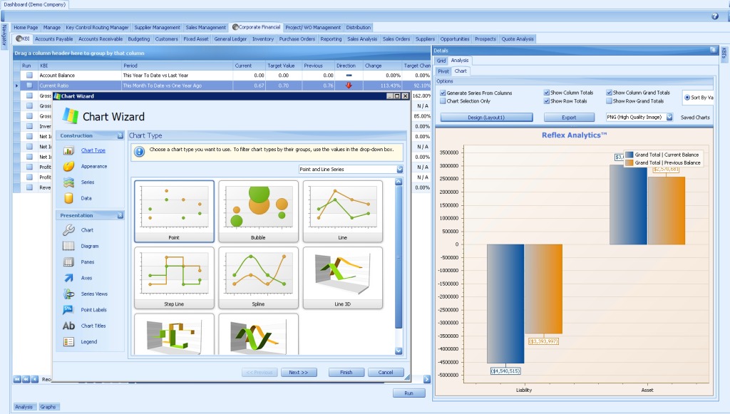 Reflex ERP screenshot: Reporting