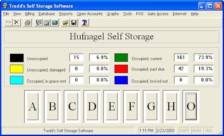 Tredds Self Storage Software screenshot: Tredds Self Storage Software overview