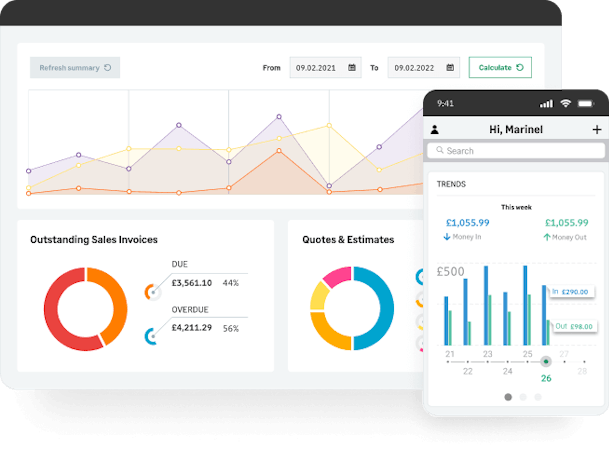 Sage Business Cloud Accounting screenshot: Accounting Dashboards
