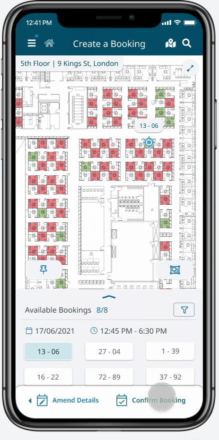 MRI Workplace Central screenshot: Space Booking