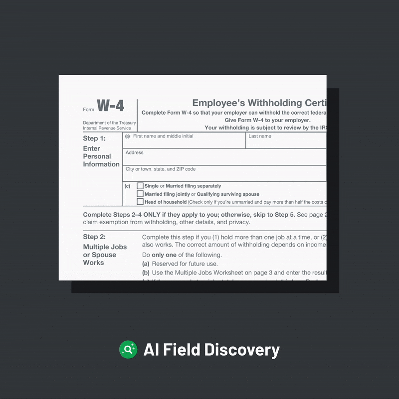Save time drawing boxes over input fields. Anvil’s automatic AI Document Field Discovery identifies the fields for you, turning static documents into API fillable documents in seconds.