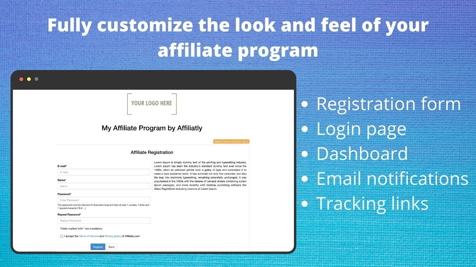 Affiliatly Software - Full customization