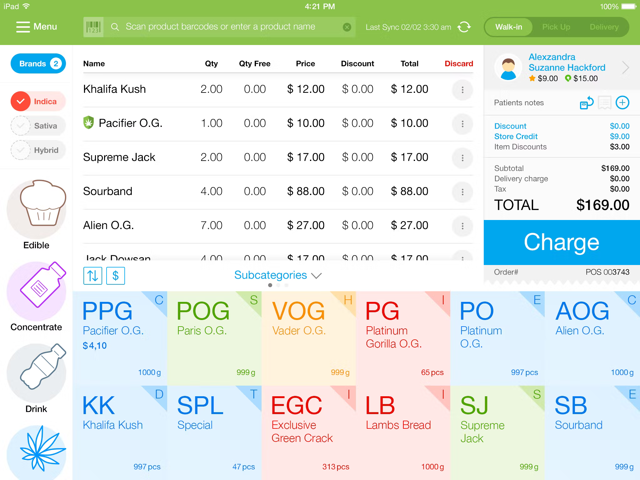IndicaOnline screenshot: IndicaOnline sales screen