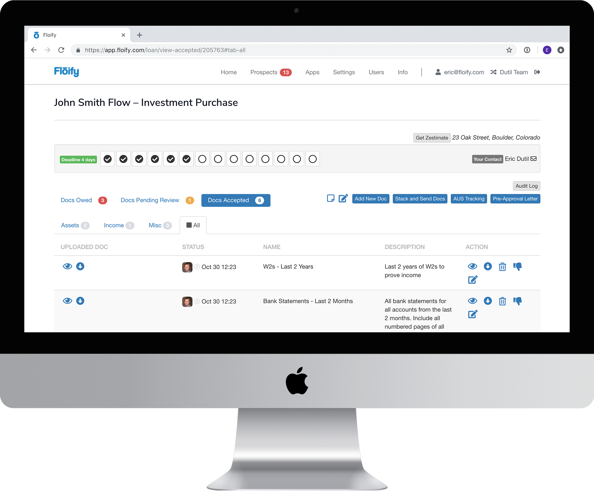 Floify: client dashboard screenshot