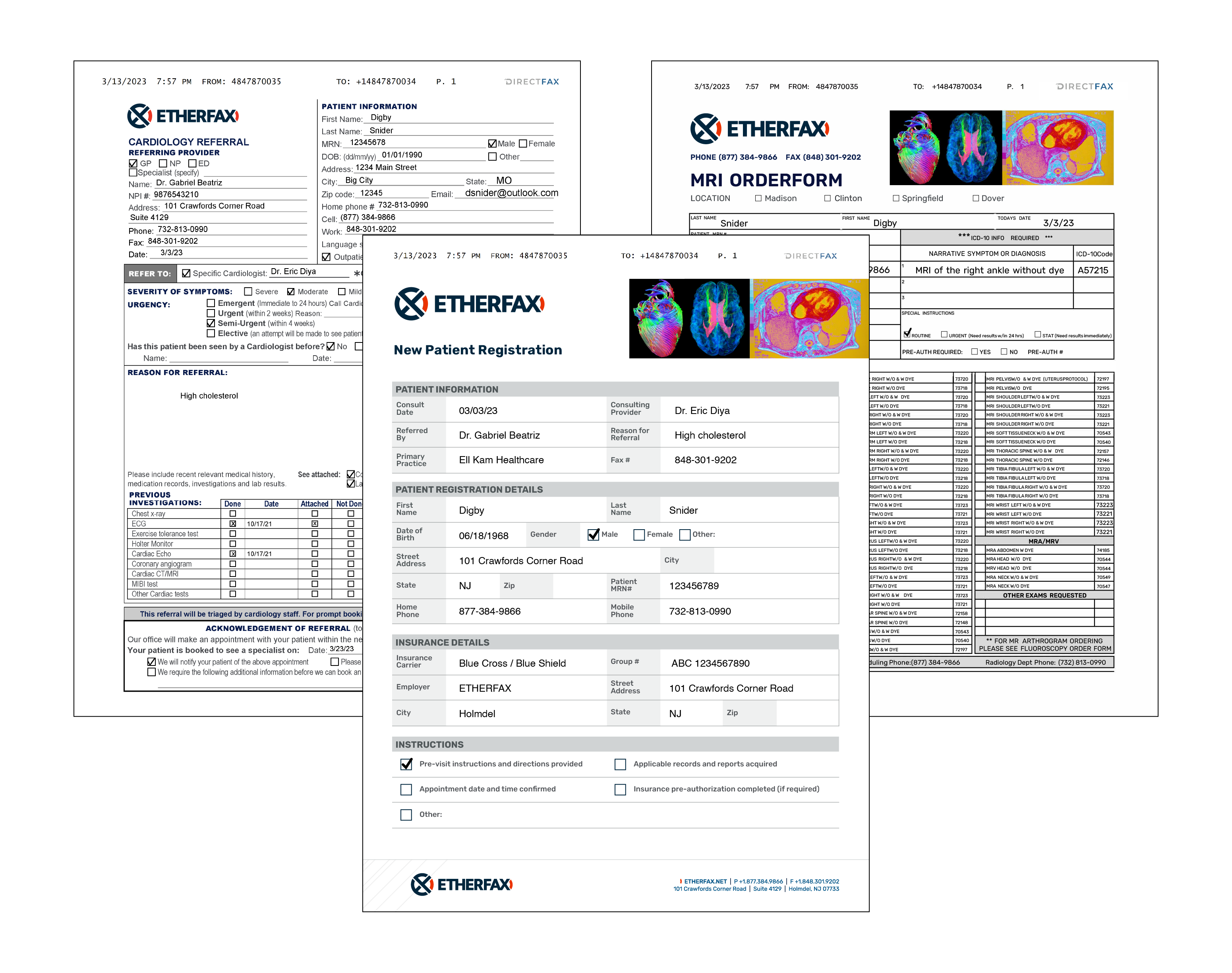 ETHERFAX Software - Faxed Examples