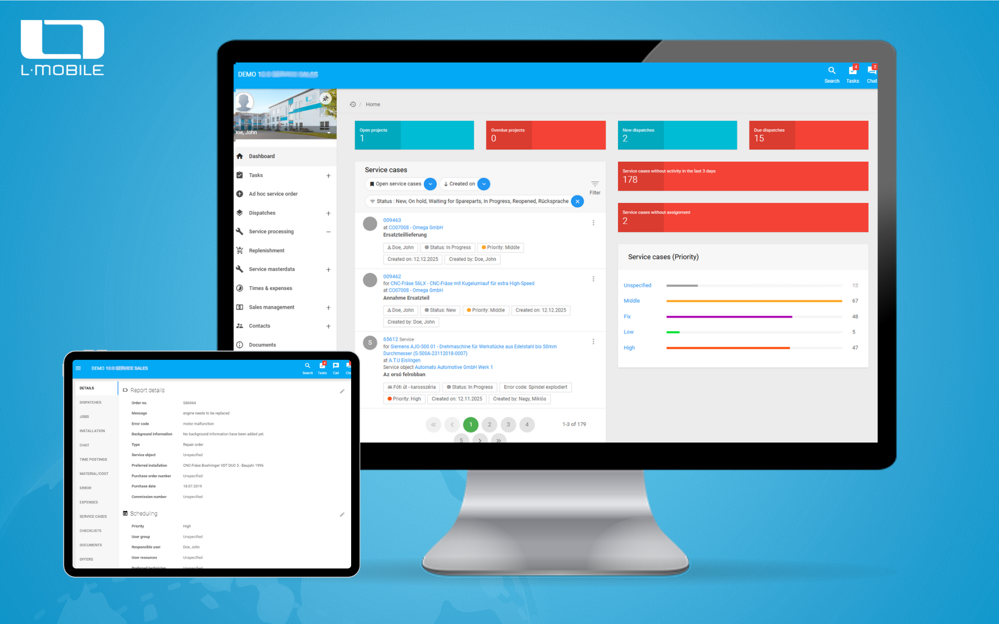 L-mobile service screenshot: L-mobile service field service management